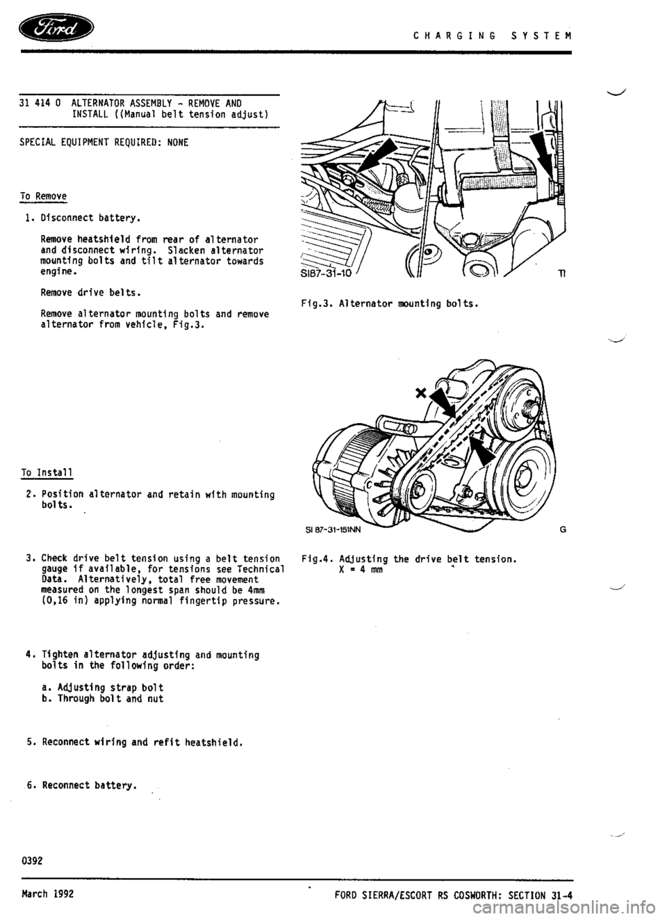 FORD SIERRA RS COSWORTH 1990 1.G Workshop Manual 