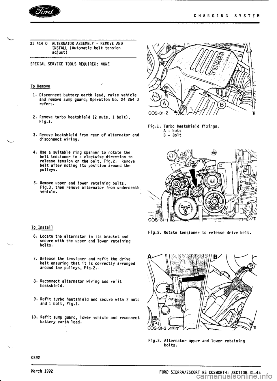 FORD SIERRA RS COSWORTH 1990 1.G Workshop Manual 
