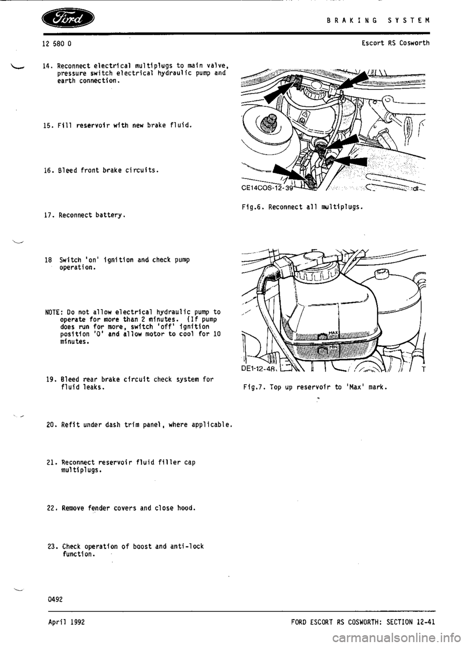 FORD SIERRA RS COSWORTH 1990 1.G Workshop Manual 
