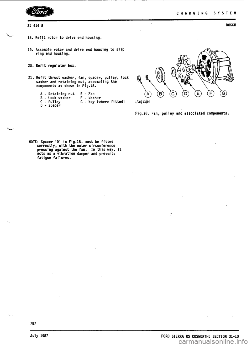 FORD ESCORT RS COSWORTH 1994 1.G Workshop Manual 