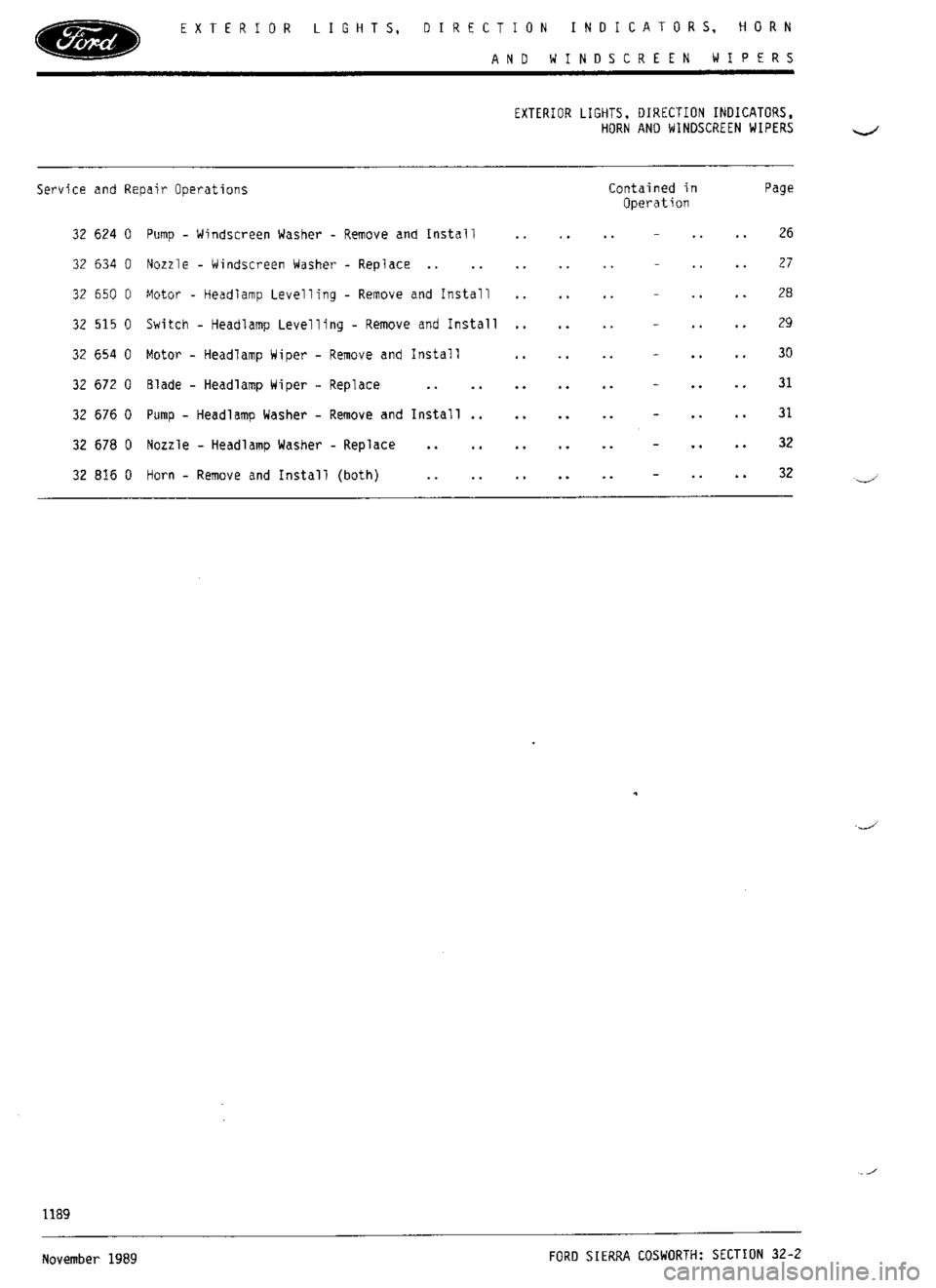 FORD ESCORT RS COSWORTH 1994 1.G Workshop Manual 