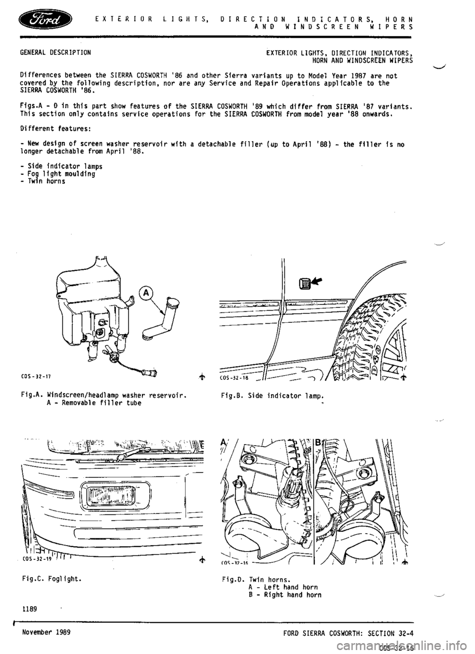 FORD ESCORT RS COSWORTH 1994 1.G Workshop Manual 