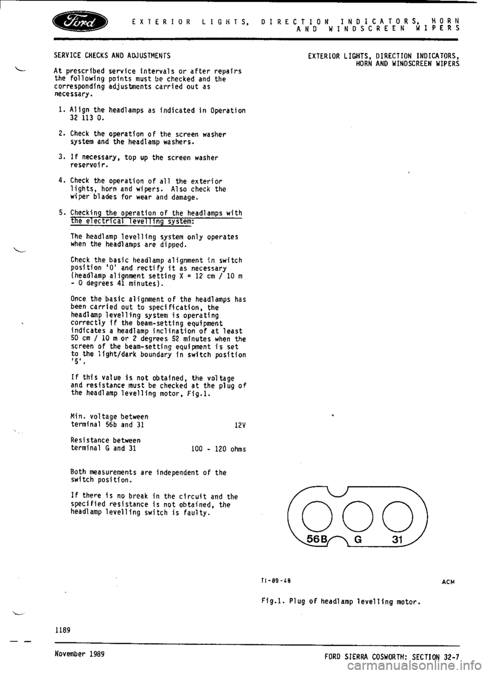 FORD ESCORT RS COSWORTH 1994 1.G Workshop Manual 