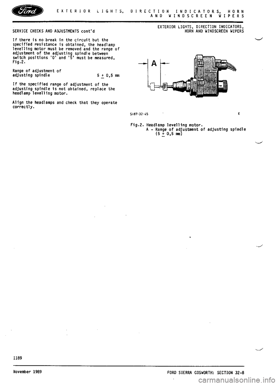 FORD ESCORT RS COSWORTH 1994 1.G Workshop Manual 