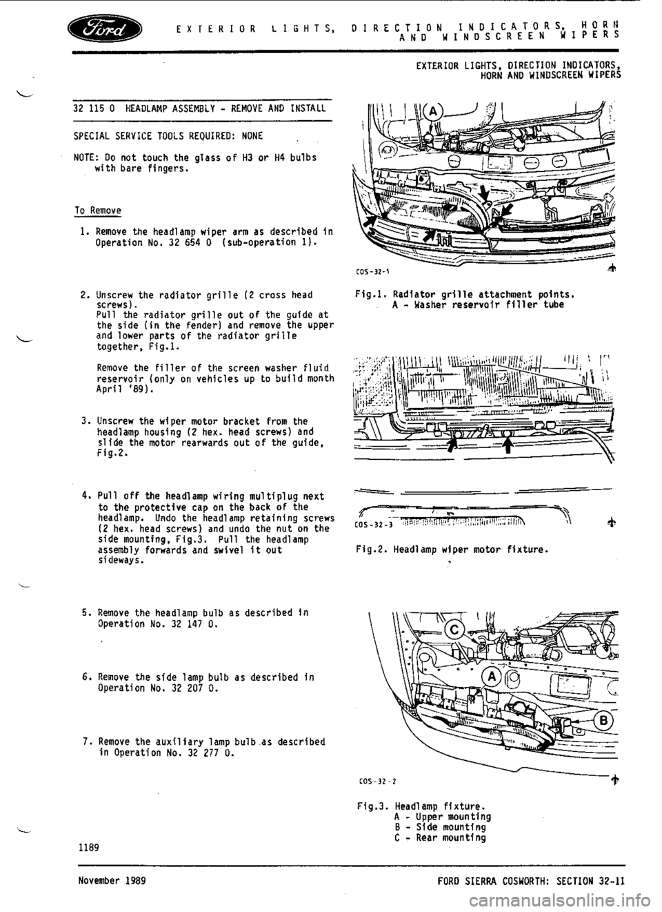 FORD ESCORT RS COSWORTH 1994 1.G Workshop Manual 