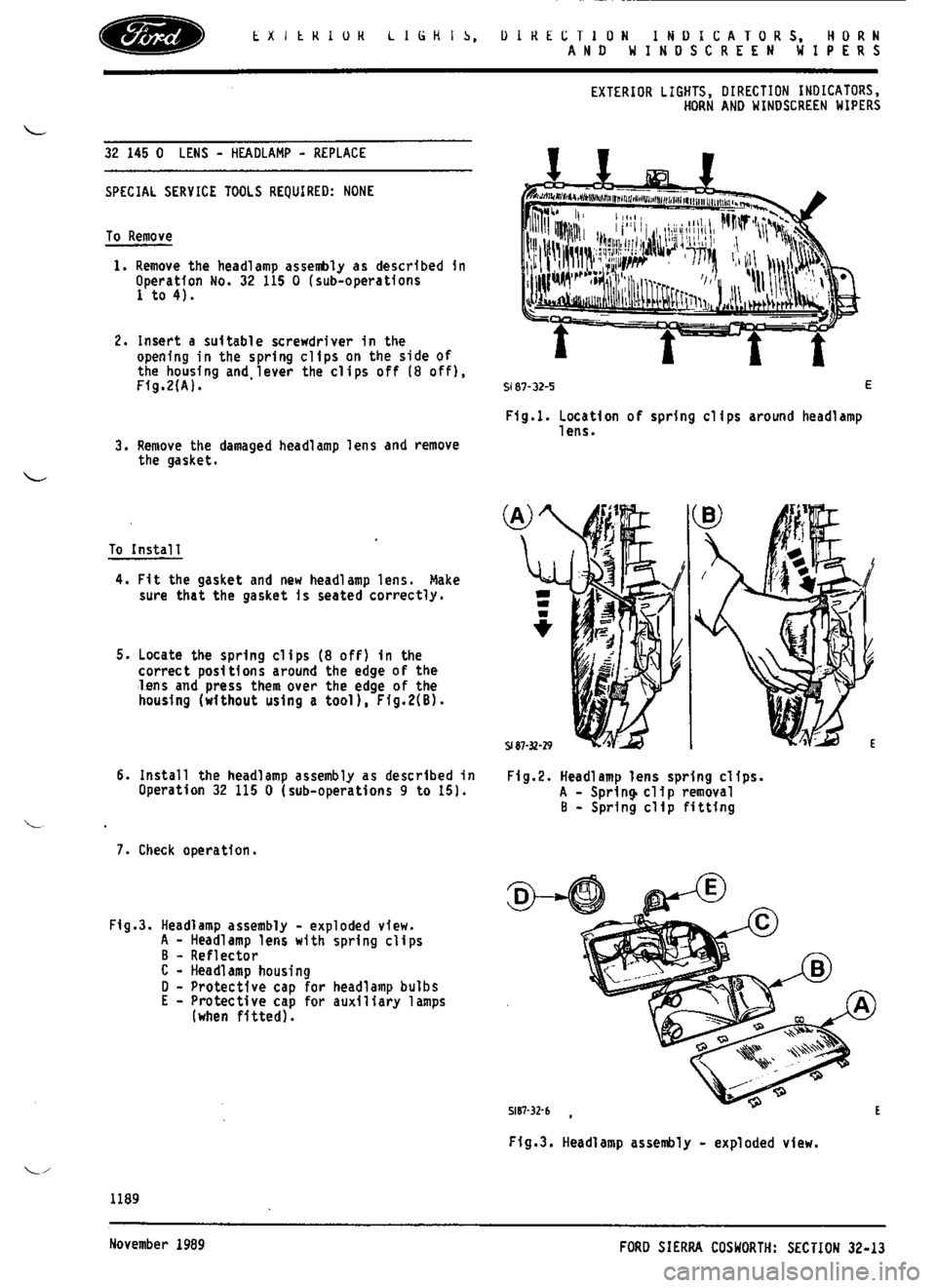 FORD ESCORT RS COSWORTH 1994 1.G Workshop Manual 