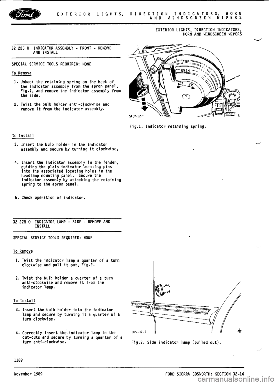 FORD ESCORT RS COSWORTH 1994 1.G Workshop Manual 
