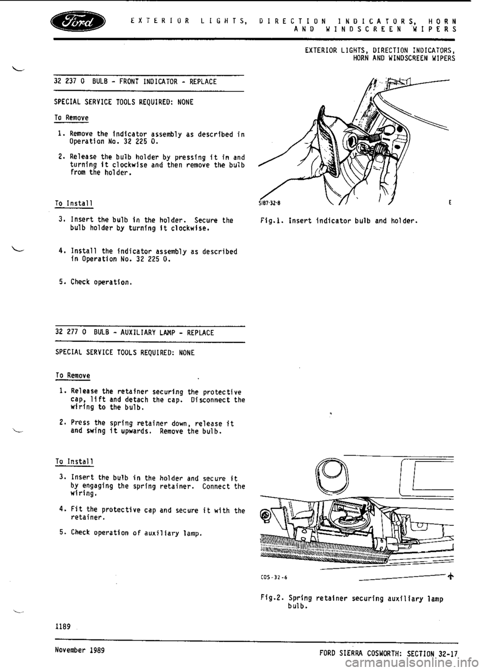 FORD ESCORT RS COSWORTH 1994 1.G Workshop Manual 
