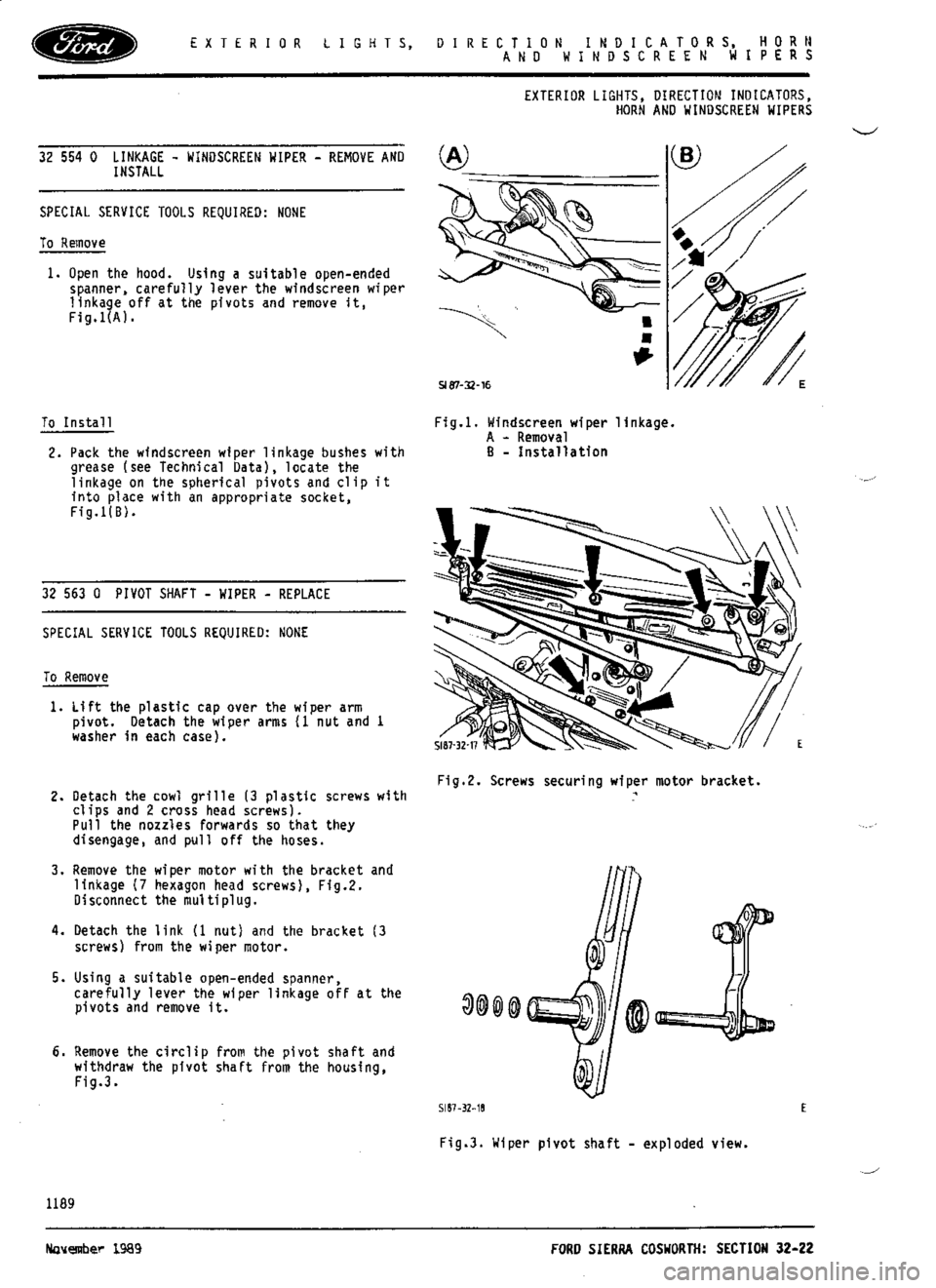 FORD ESCORT RS COSWORTH 1994 1.G Workshop Manual 