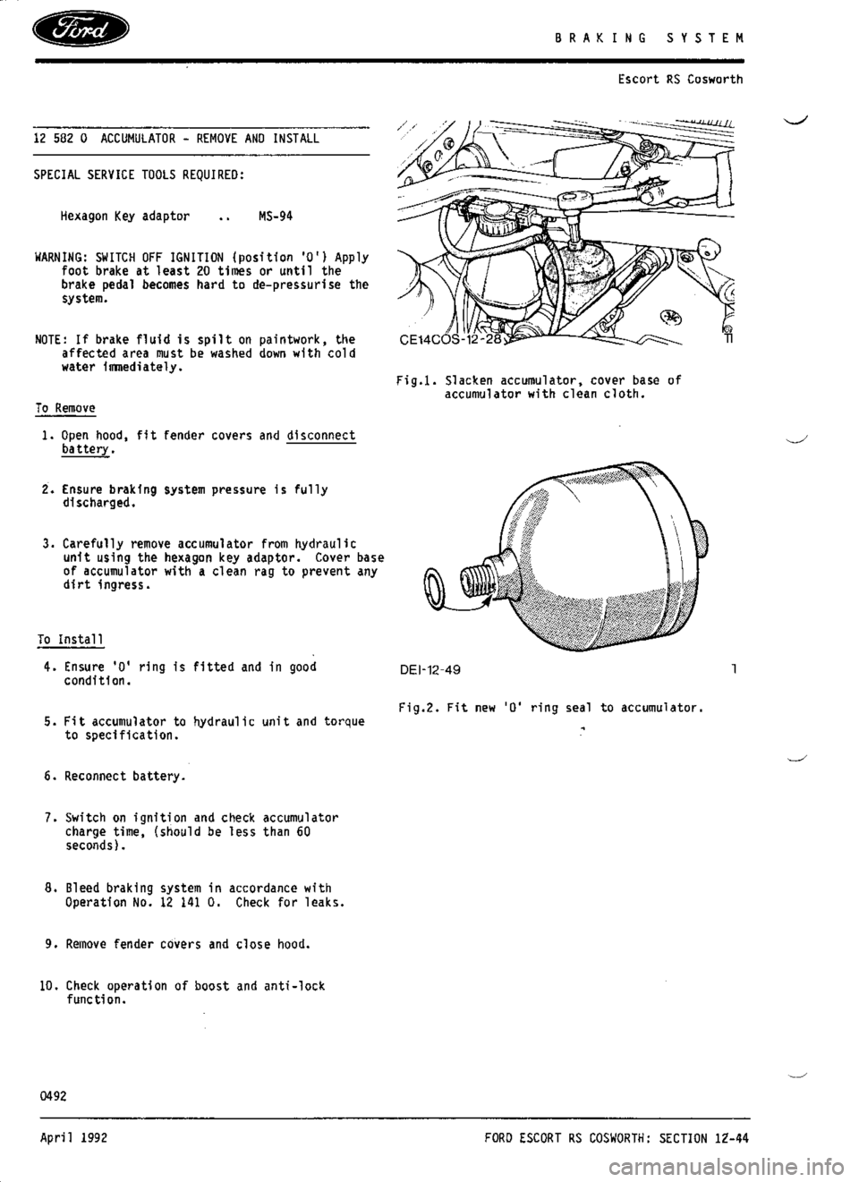 FORD SIERRA RS COSWORTH 1990 1.G Workshop Manual 