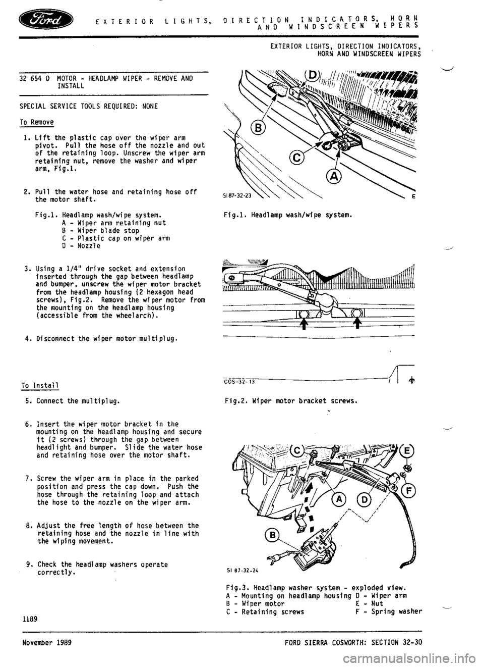 FORD SIERRA RS COSWORTH 1990 1.G Workshop Manual 
