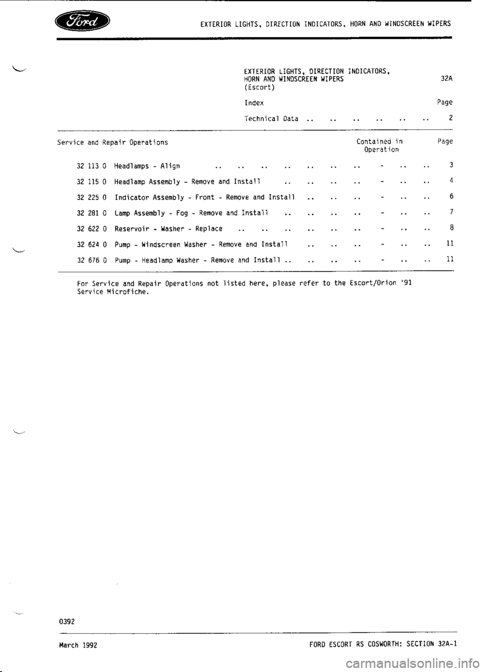 FORD SIERRA RS COSWORTH 1990 1.G Workshop Manual 