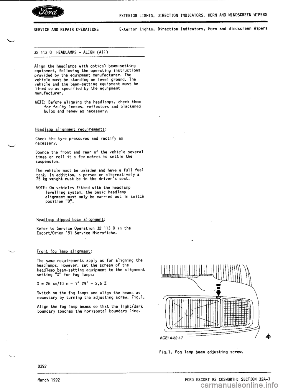 FORD SIERRA RS COSWORTH 1990 1.G Workshop Manual 