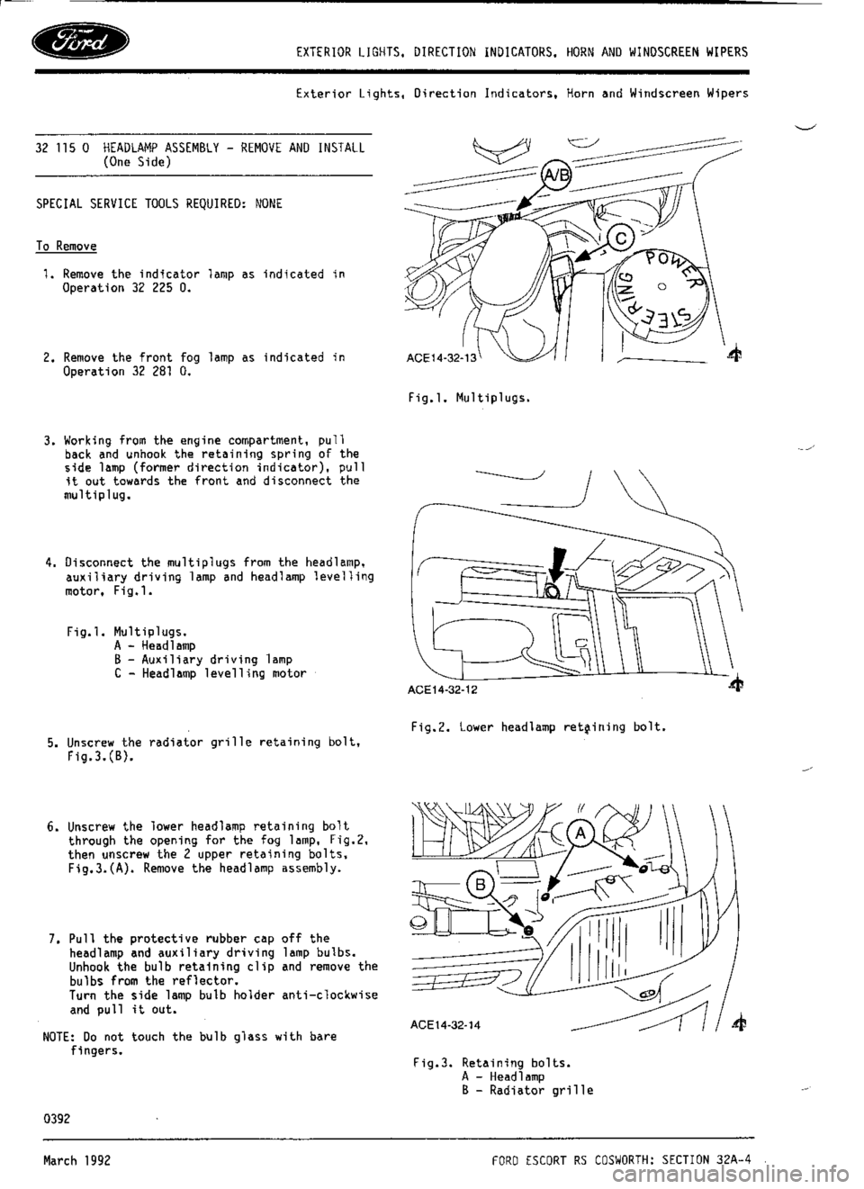 FORD SIERRA RS COSWORTH 1990 1.G Workshop Manual 