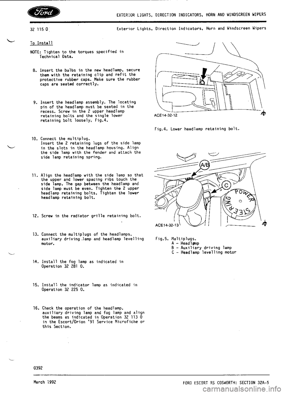 FORD SIERRA RS COSWORTH 1990 1.G Workshop Manual 