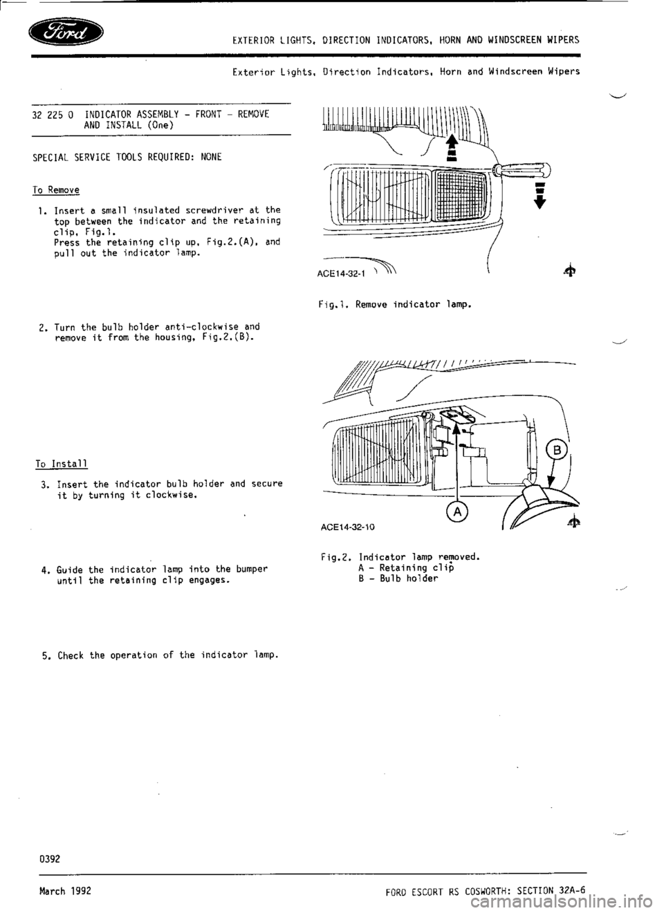 FORD SIERRA RS COSWORTH 1990 1.G Workshop Manual 