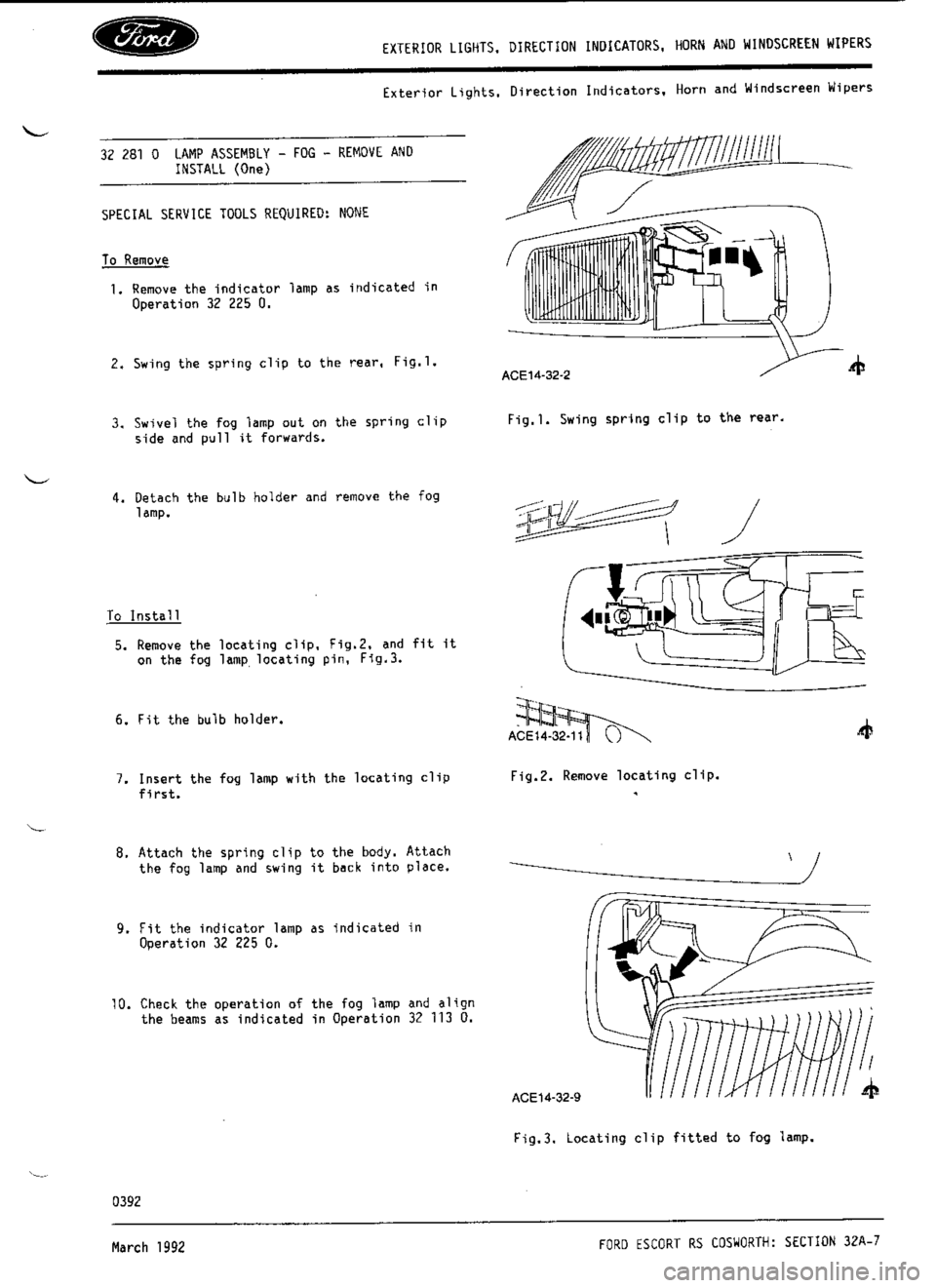 FORD ESCORT RS COSWORTH 1994 1.G Workshop Manual 