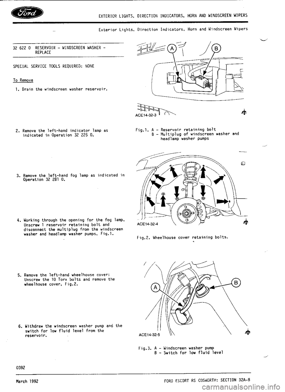 FORD ESCORT RS COSWORTH 1994 1.G Workshop Manual 