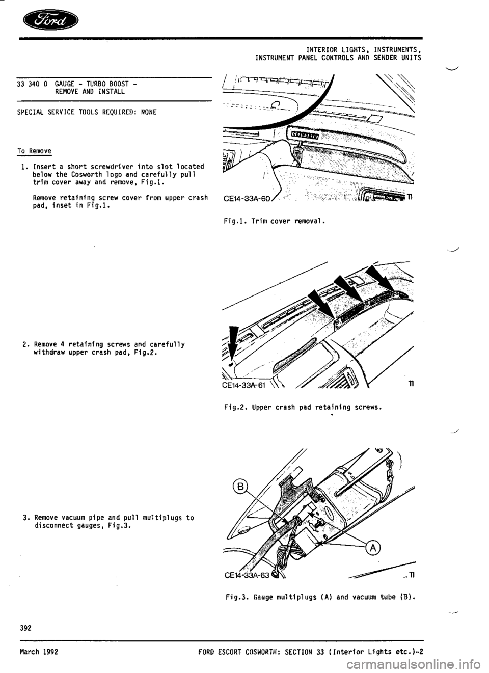 FORD ESCORT RS COSWORTH 1994 1.G Workshop Manual 