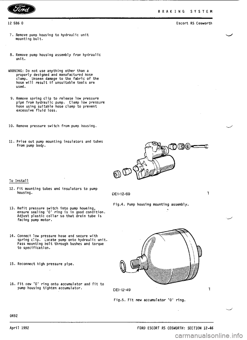 FORD SIERRA RS COSWORTH 1987 1.G Workshop Manual 