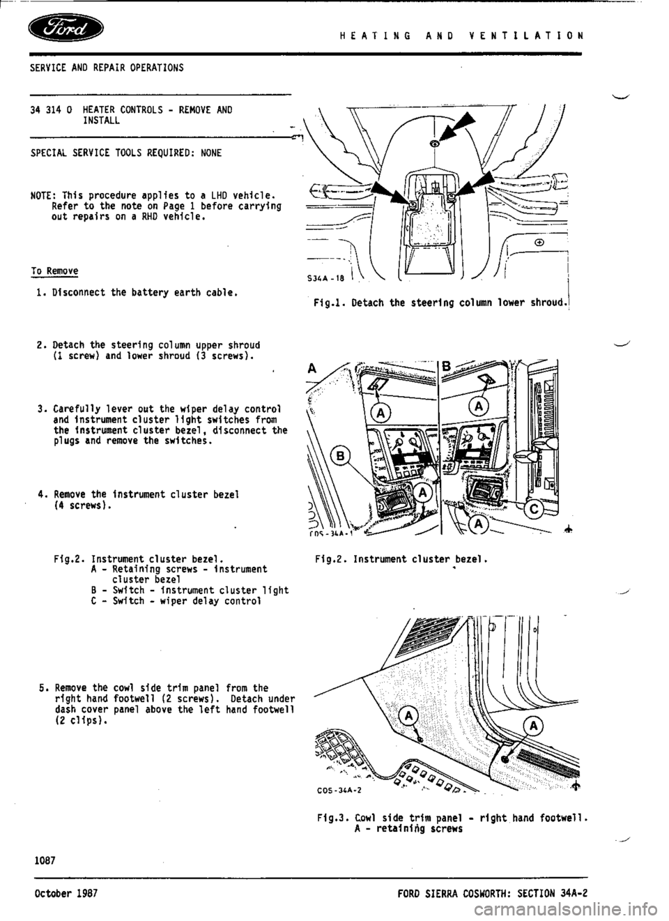FORD SIERRA RS COSWORTH 1992 1.G Workshop Manual 