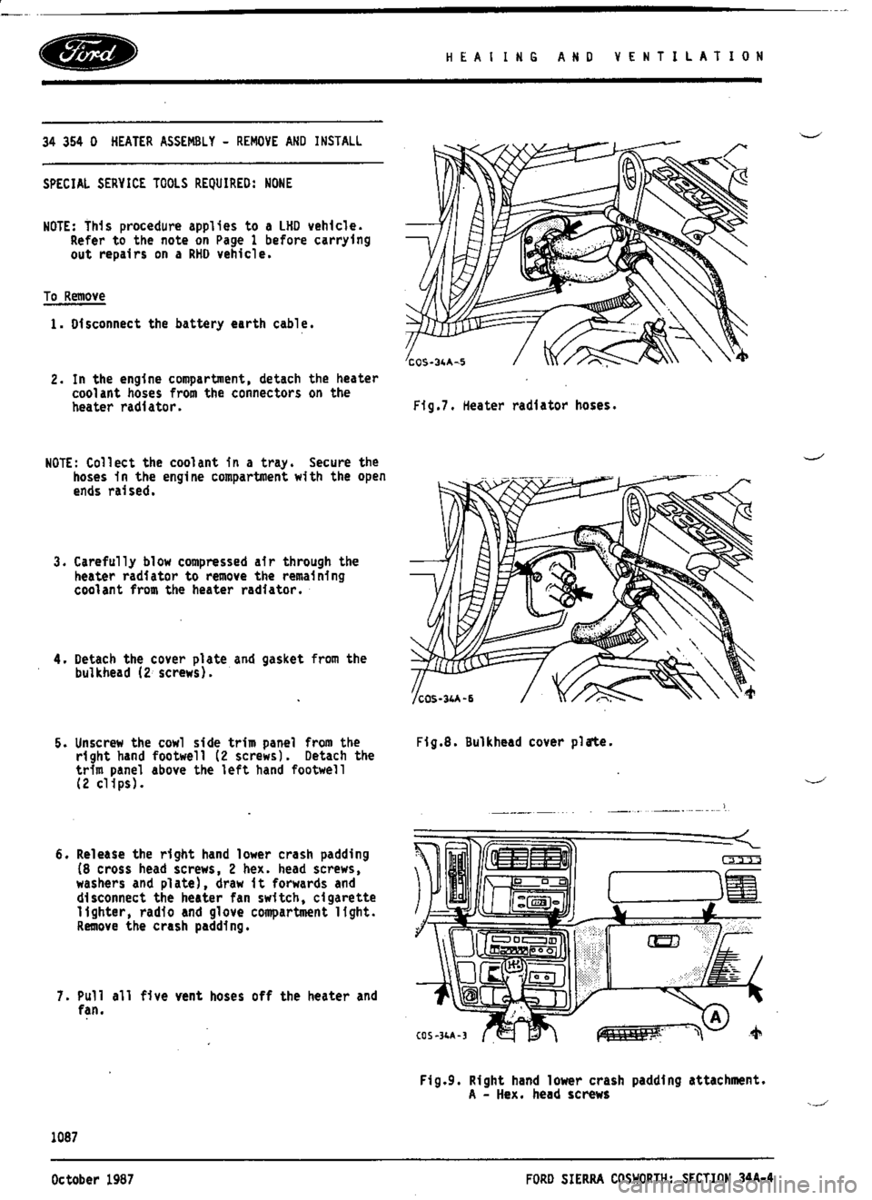 FORD SIERRA RS COSWORTH 1992 1.G Workshop Manual 