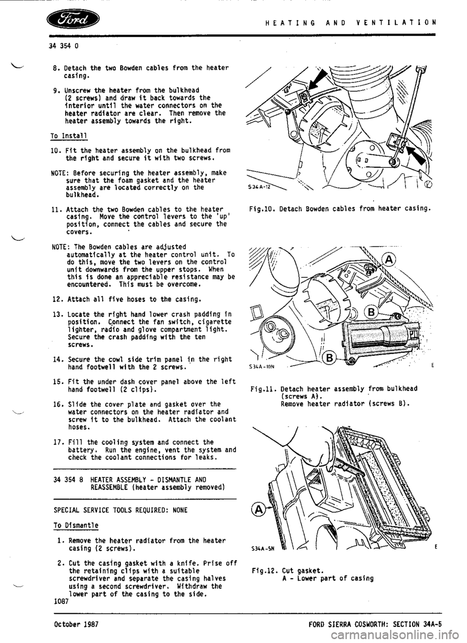 FORD SIERRA RS COSWORTH 1992 1.G Workshop Manual 