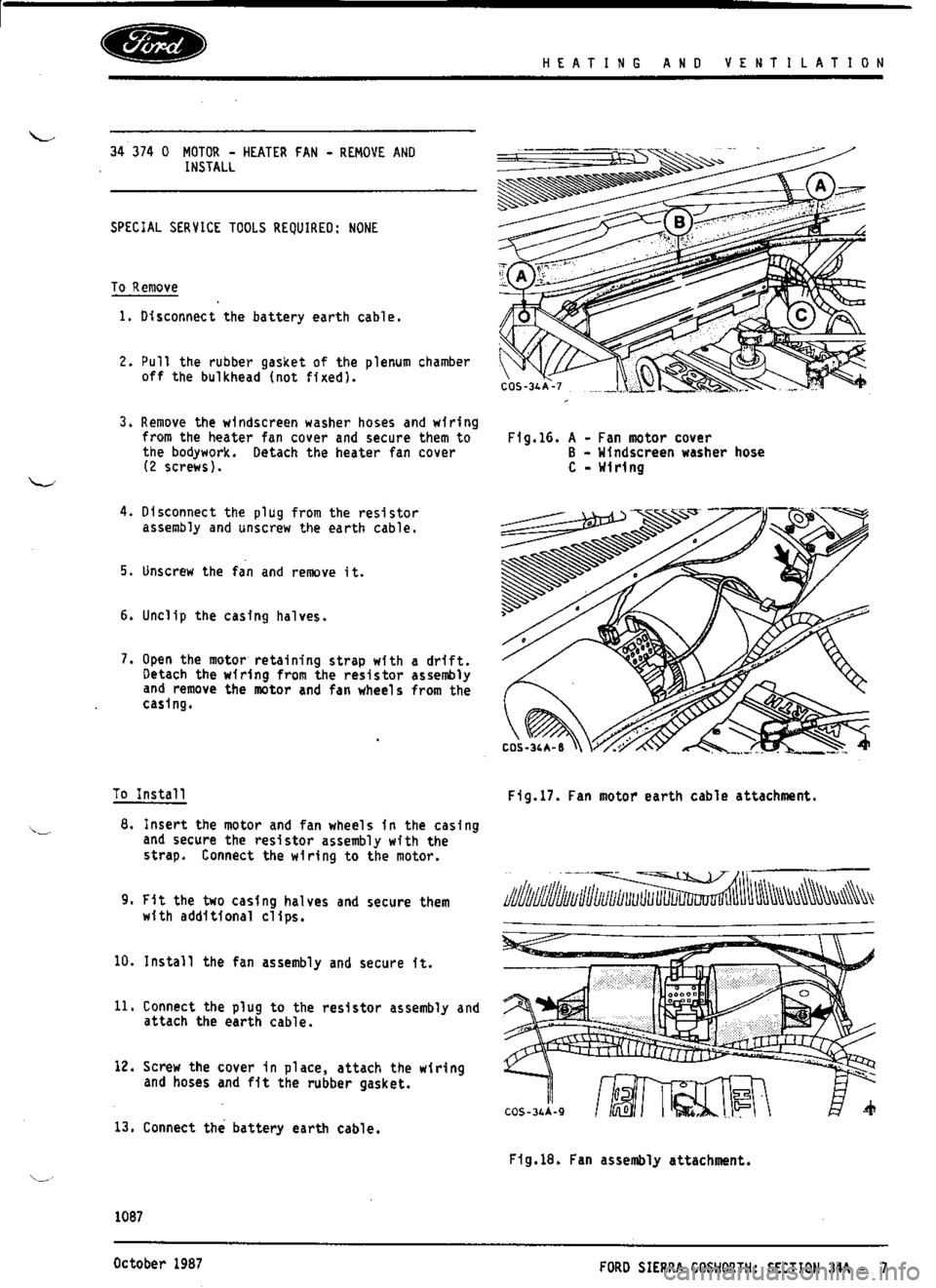 FORD SIERRA RS COSWORTH 1992 1.G Workshop Manual 