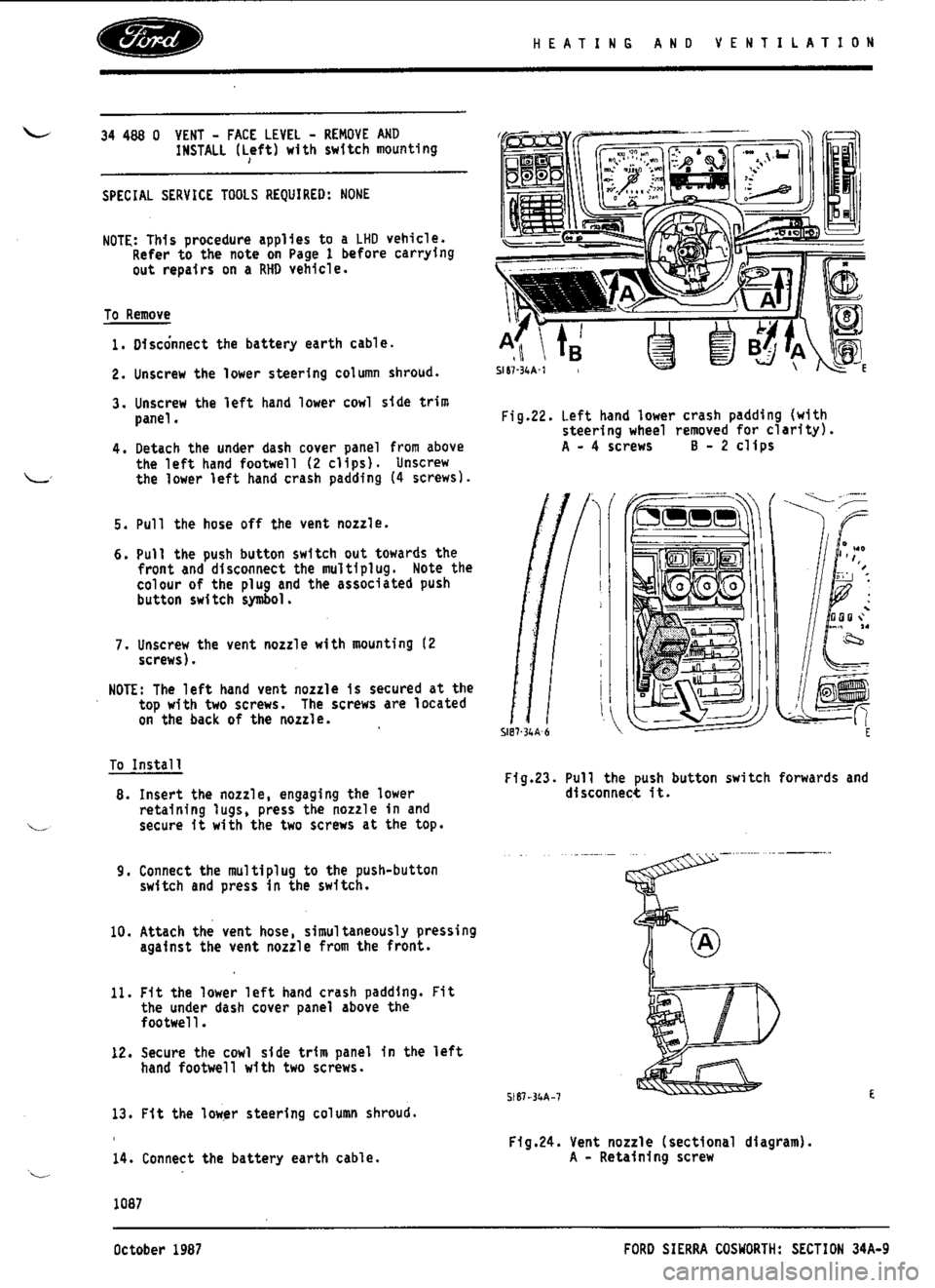 FORD ESCORT RS COSWORTH 1994 1.G Workshop Manual 