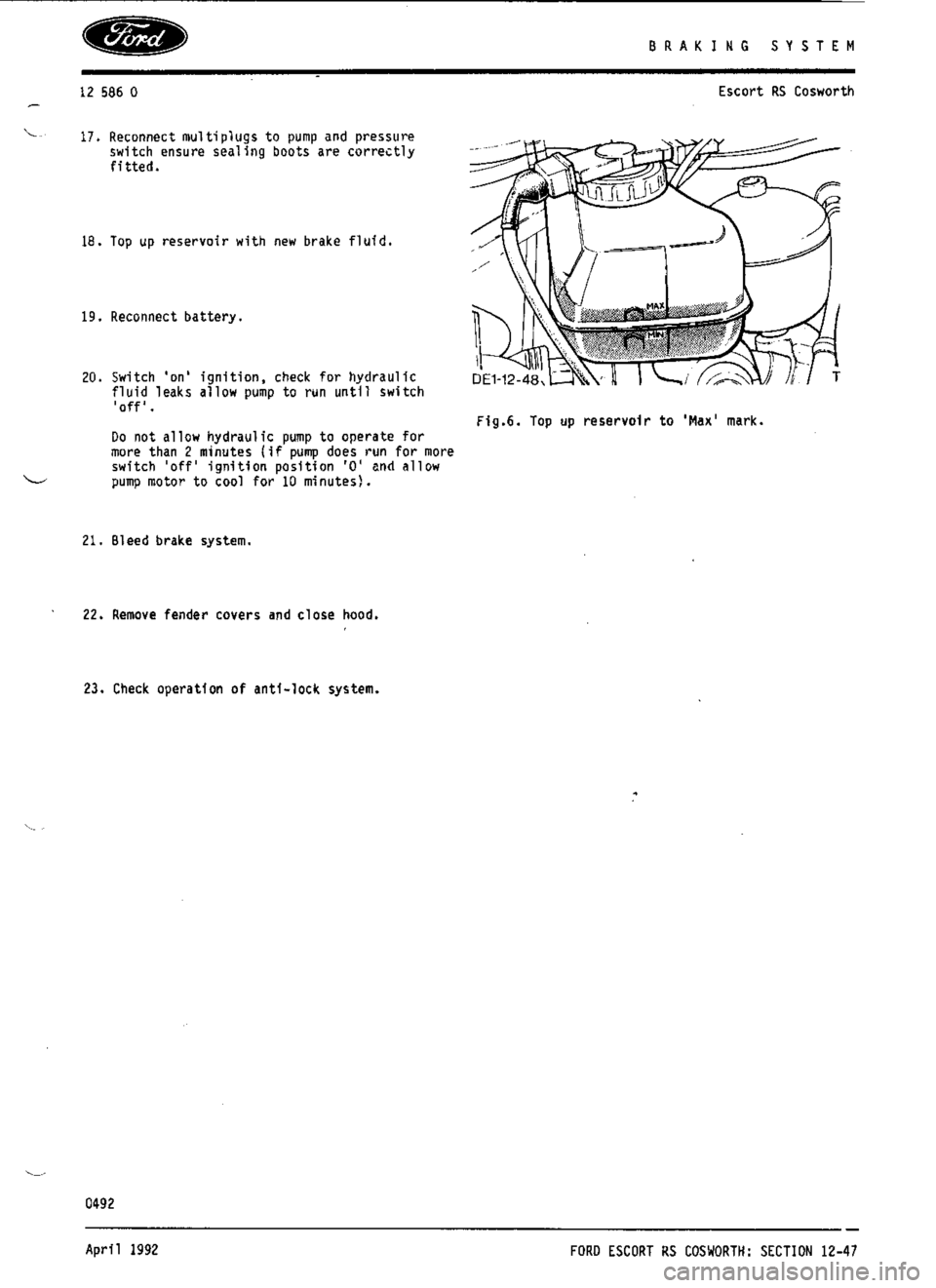 FORD SIERRA RS COSWORTH 1987 1.G Workshop Manual 