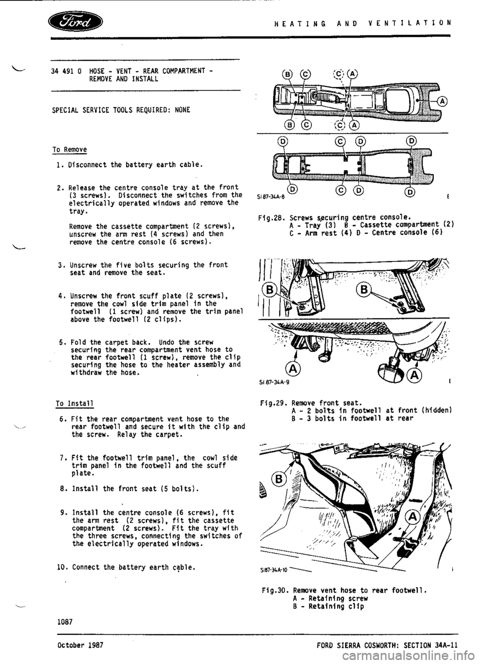 FORD ESCORT RS COSWORTH 1994 1.G Workshop Manual 