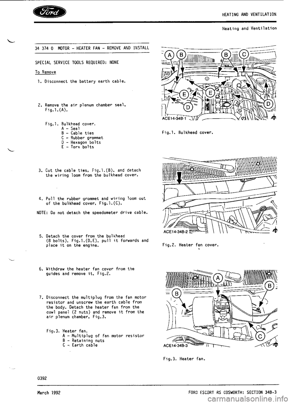 FORD ESCORT RS COSWORTH 1994 1.G Workshop Manual 