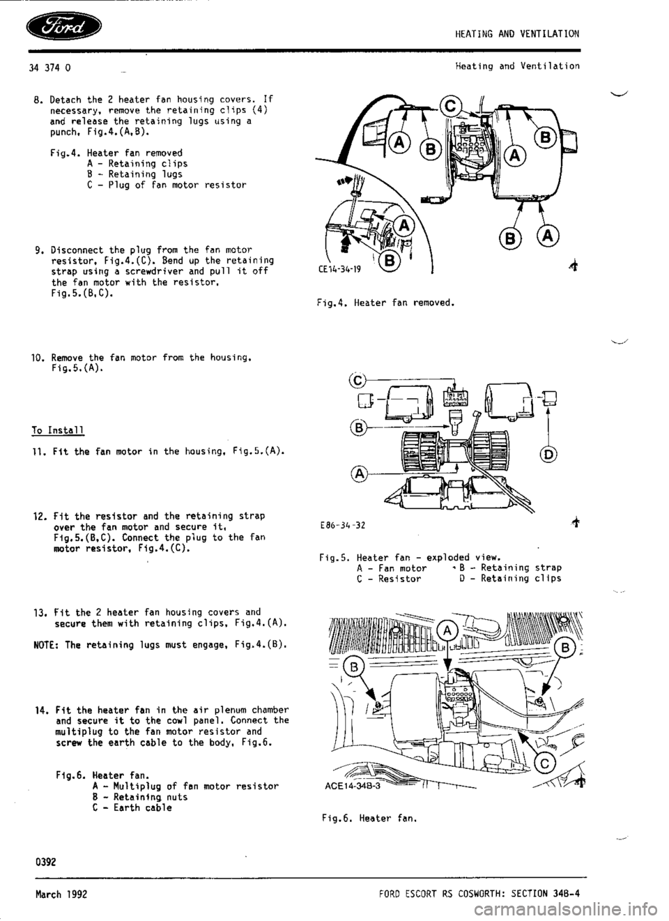 FORD ESCORT RS COSWORTH 1994 1.G Workshop Manual 