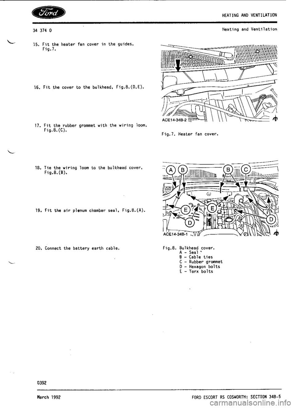 FORD ESCORT RS COSWORTH 1994 1.G Workshop Manual 
