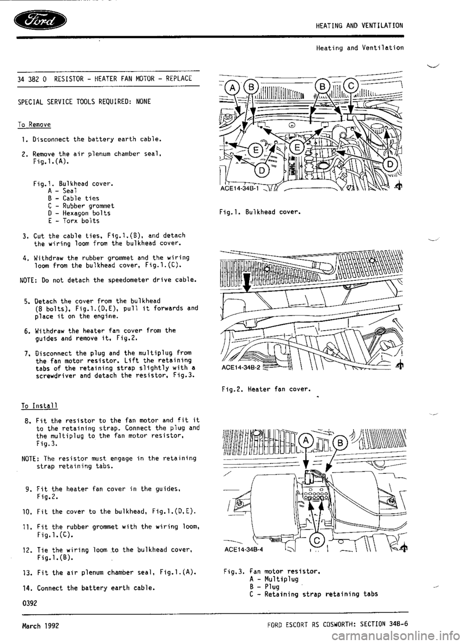 FORD SIERRA RS COSWORTH 1987 1.G Workshop Manual 