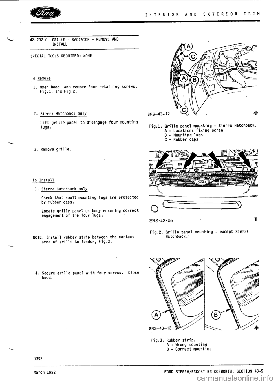 FORD SIERRA RS COSWORTH 1987 1.G Workshop Manual 