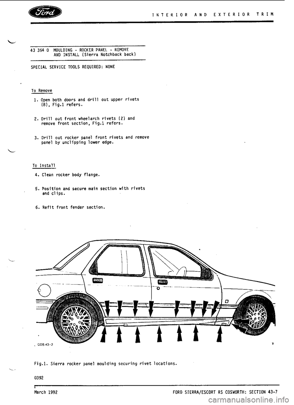 FORD SIERRA RS COSWORTH 1987 1.G Workshop Manual 