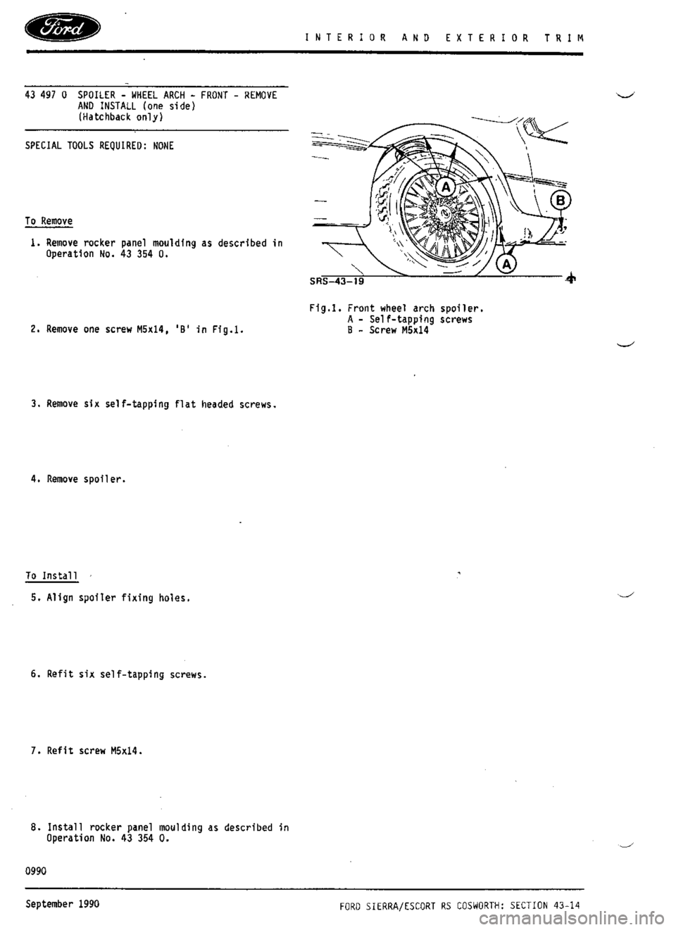 FORD SIERRA RS COSWORTH 1991 1.G Workshop Manual 