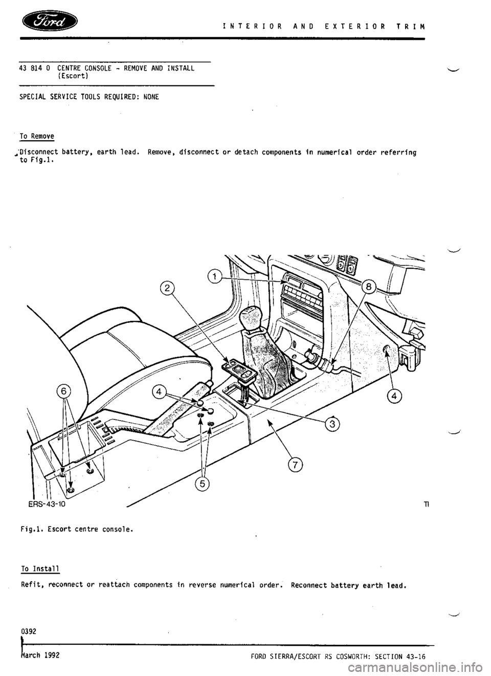 FORD SIERRA RS COSWORTH 1987 1.G Workshop Manual 