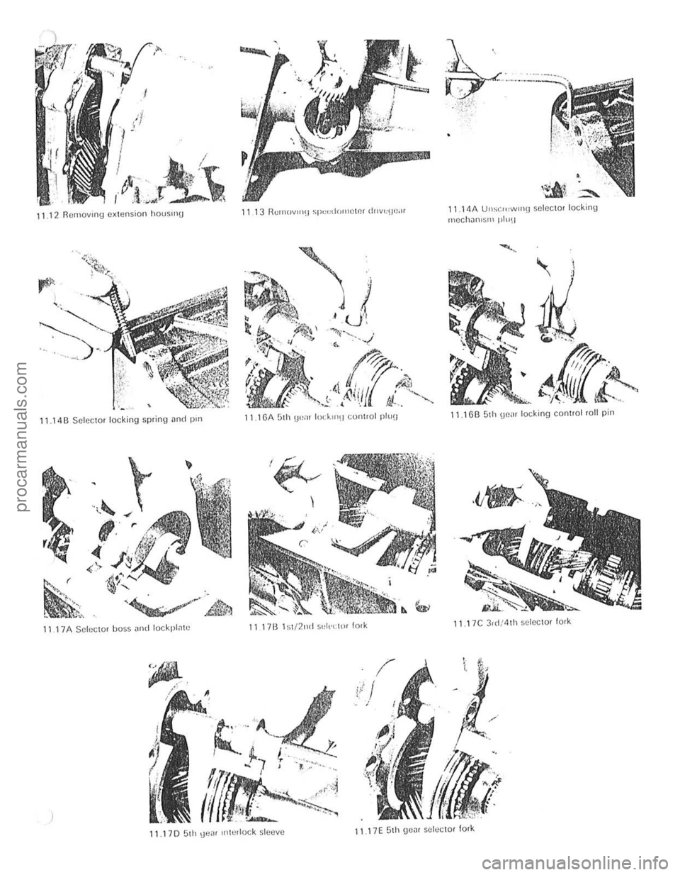 FORD CAPRI 1974  Workshop Manual ,. 
J 
d . , 
I I .  / 
I ~./T 
,f}Li~~ 
11.12 Rcrllovll1Y extension hO\lsln!j 
11.14 B Selector locking sp ring nno pill 
t 
r~ 
11 17 A Selector hoss ,lI\d lockplo11o: 
) 
11 17B 1~1/211d Sul,t:i