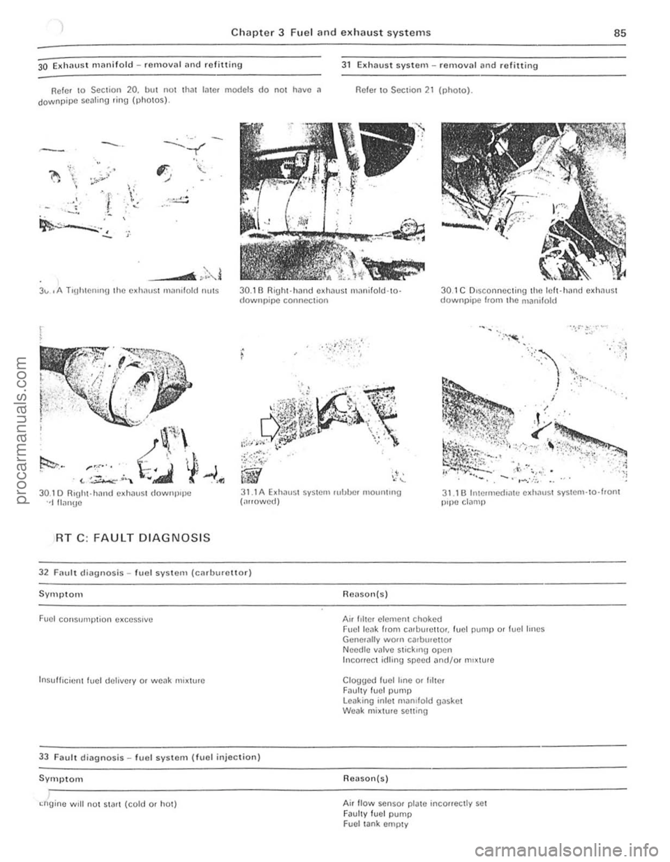 FORD CAPRI 1974  Workshop Manual Chapter 3 Fuel and exhaust systems 
30 E~haust manifold -rOllloval nnd r e fitting 
Rcle . \0 Section 20. but not that 1,11C models do nOI have  n downpipo scaling ring (photos) 
~ .. 
y 
" ..: 
;. 