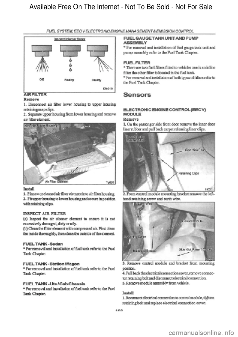 FORD FALCON 1998  Workshop Manual  Available Free On The Internet - Not To Be Sold - Not For Sale    