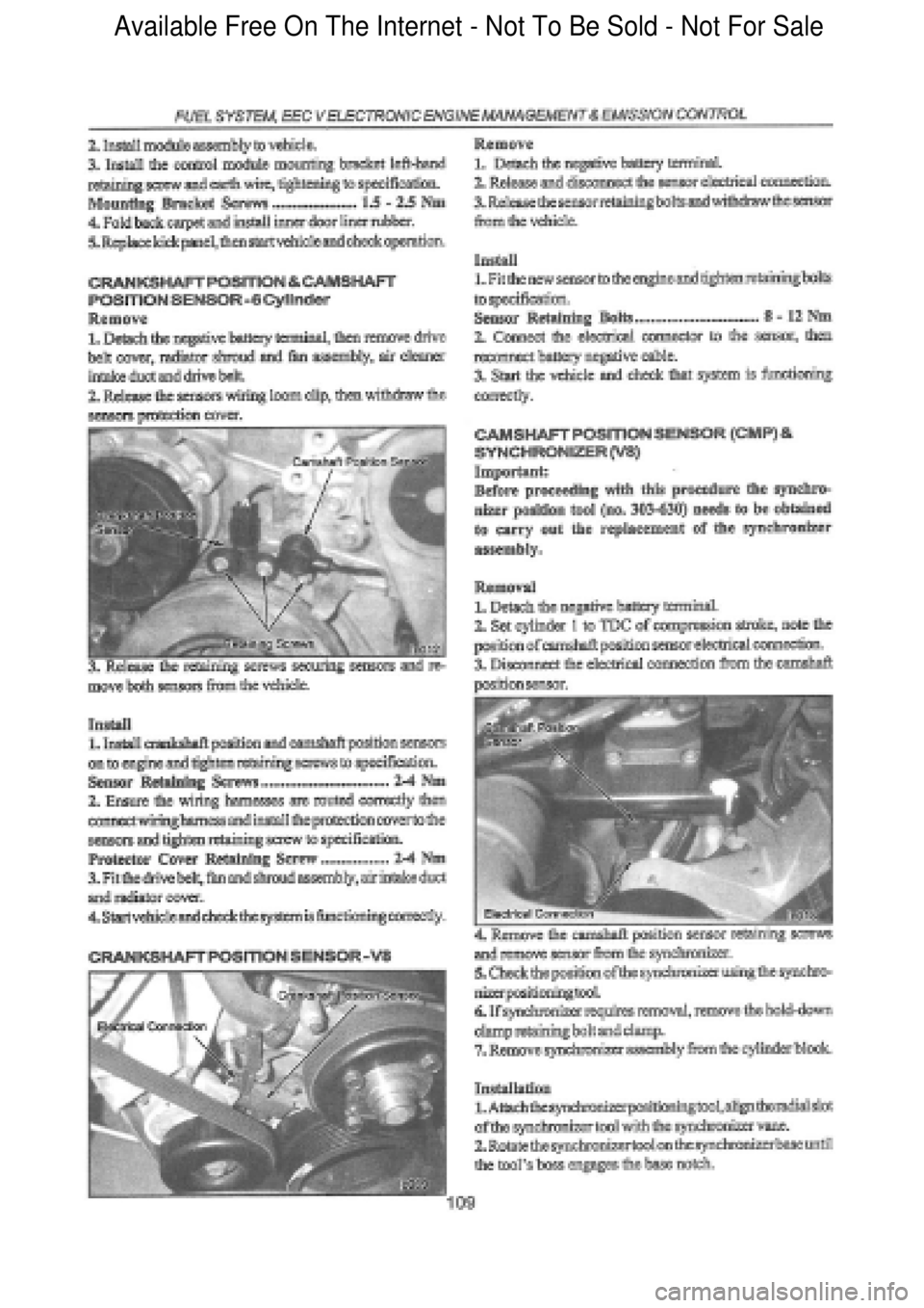 FORD FALCON 1998  Workshop Manual  Available Free On The Internet - Not To Be Sold - Not For Sale    