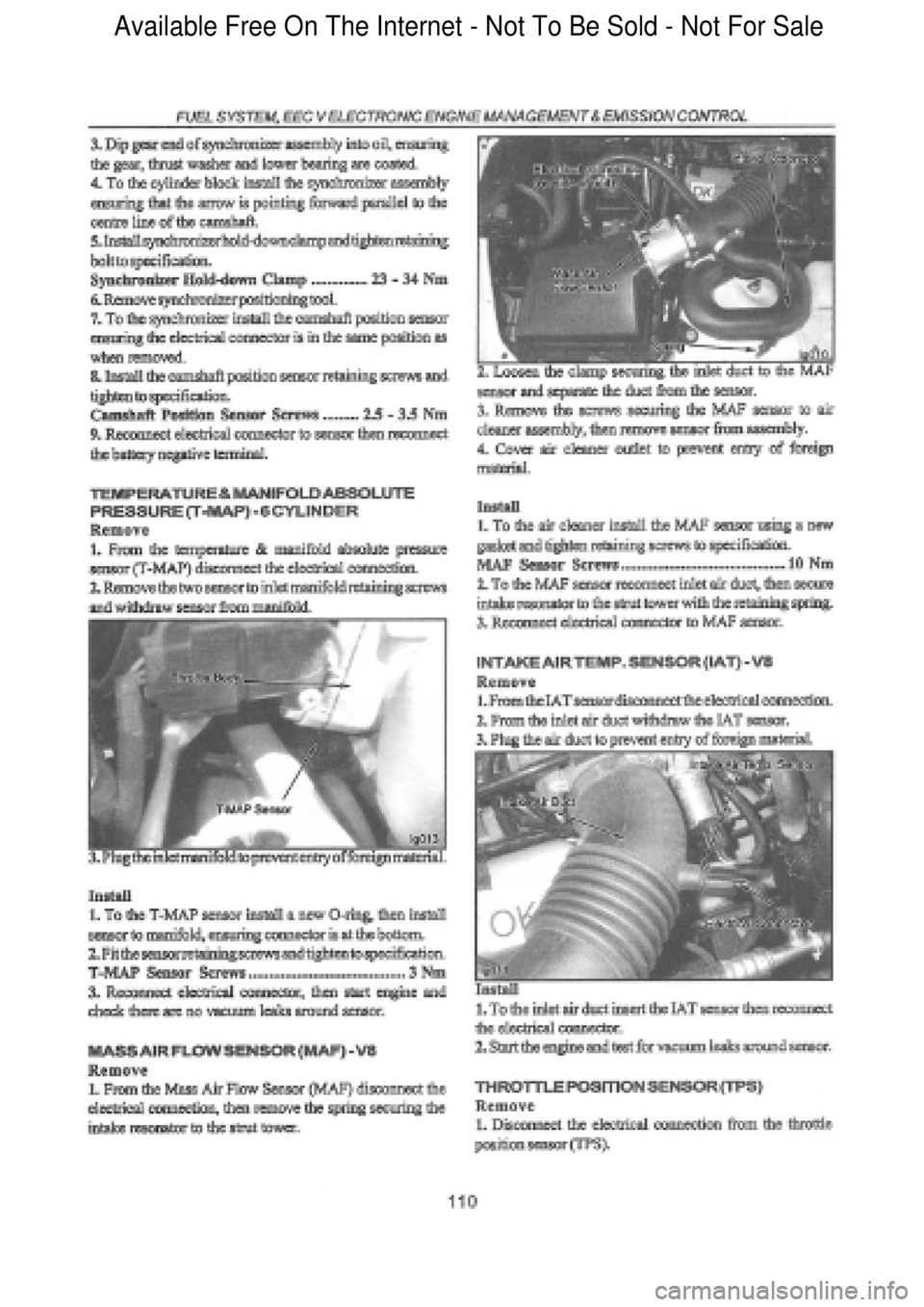 FORD FALCON 1998  Workshop Manual  Available Free On The Internet - Not To Be Sold - Not For Sale    