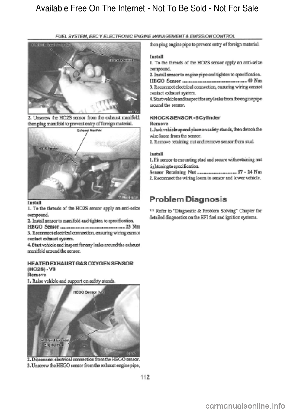 FORD FALCON 1998  Workshop Manual  Available Free On The Internet - Not To Be Sold - Not For Sale    