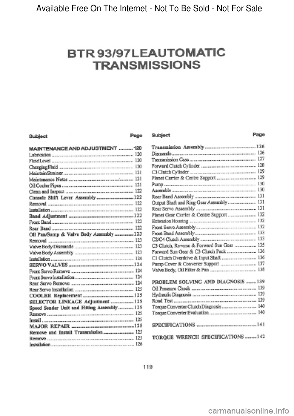 FORD FALCON 1998  Workshop Manual  Available Free On The Internet - Not To Be Sold - Not For Sale    