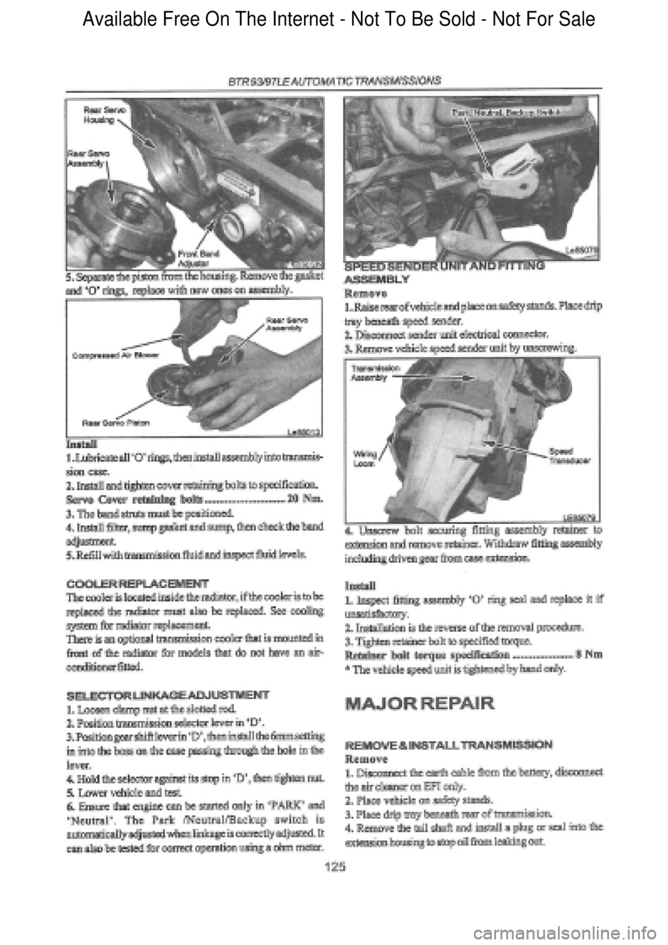 FORD FALCON 1998  Workshop Manual  Available Free On The Internet - Not To Be Sold - Not For Sale    