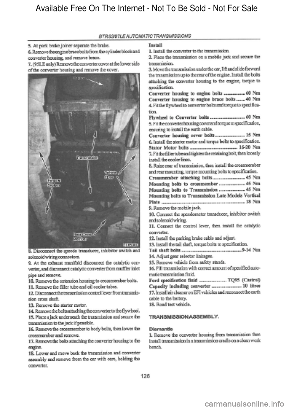 FORD FALCON 1998  Workshop Manual  Available Free On The Internet - Not To Be Sold - Not For Sale    