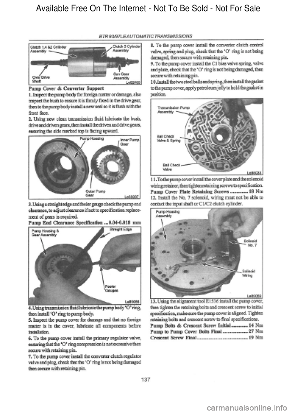 FORD FALCON 1998  Workshop Manual  Available Free On The Internet - Not To Be Sold - Not For Sale    
