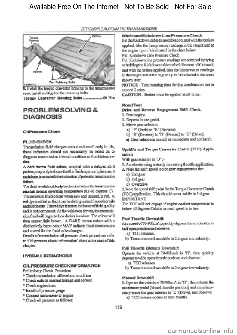 FORD FALCON 1998  Workshop Manual  Available Free On The Internet - Not To Be Sold - Not For Sale    